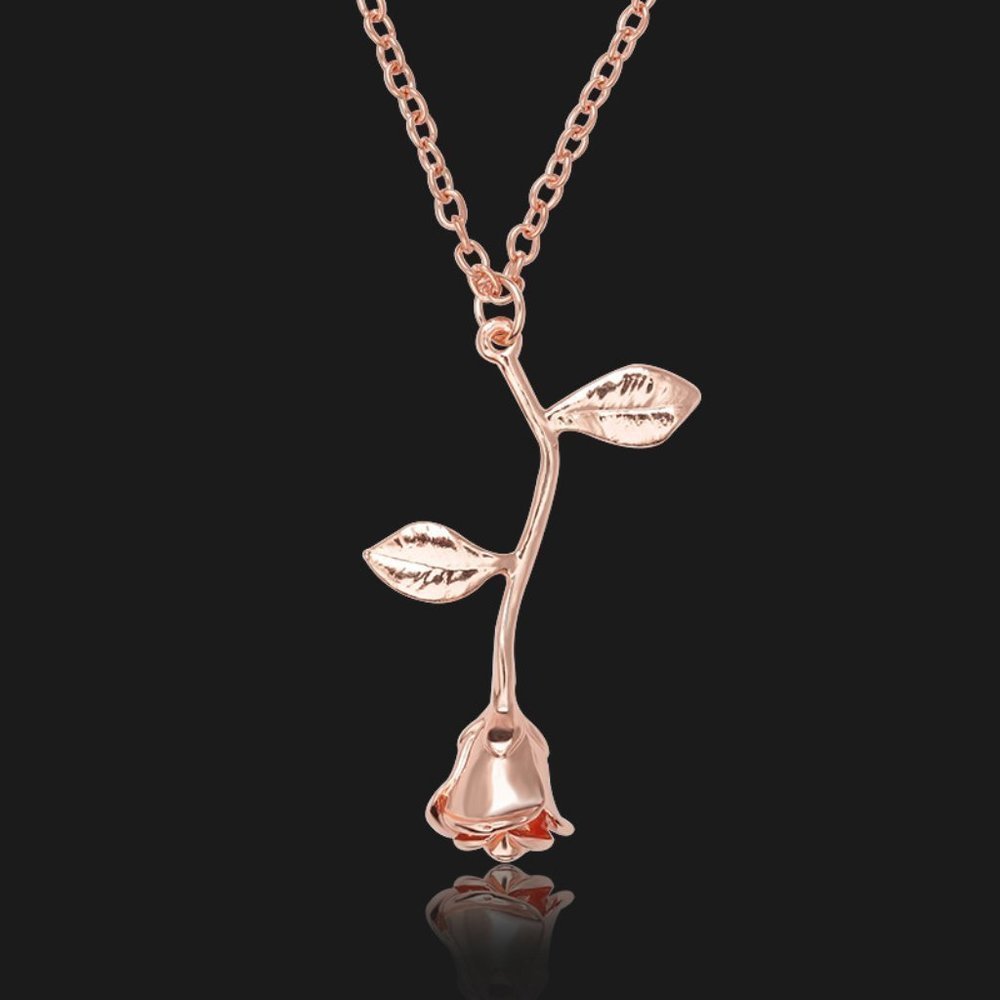 🔥 14K Rose Gold Plated Beautiful Flower Necklace for Women, EVGG1088
